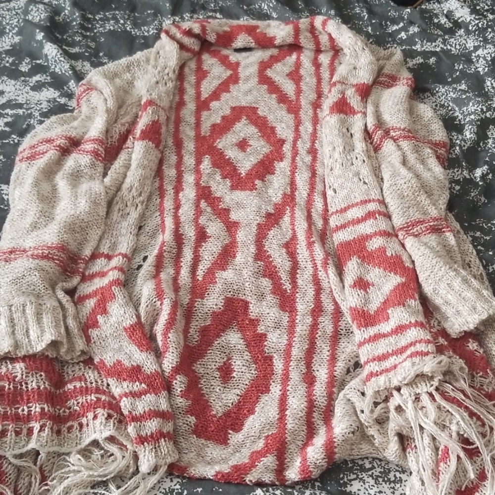 Aztec Cowl-neck Knitted Cardigan